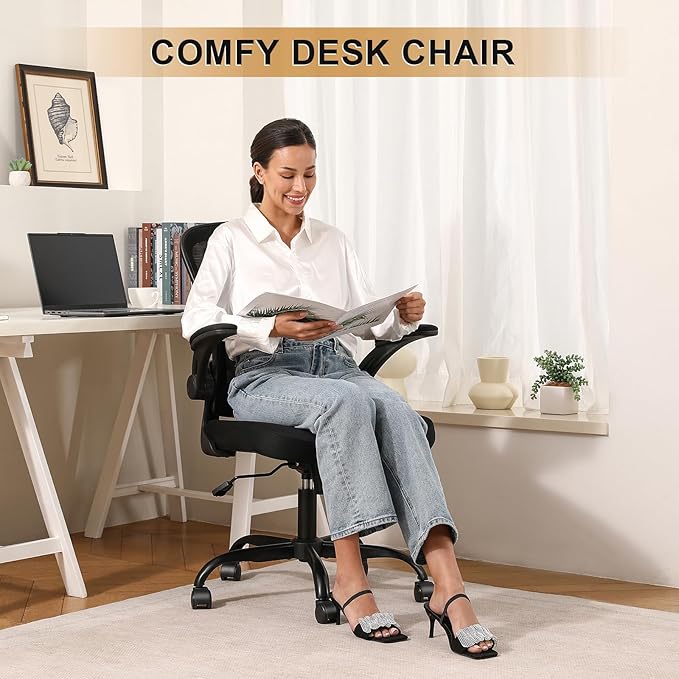 Office Chair|Ergonomic Desk Chairs (Pack of 2) | Flip-up Armrests,Mesh Computer Chair,High Back,Comfy Work,Adjustable Lumbar Support - Image 4