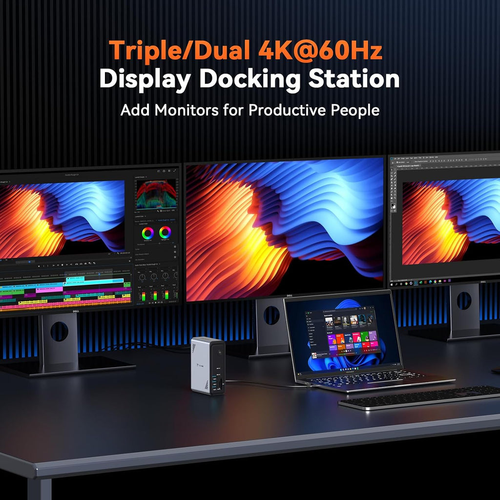 TobenONE 18-in-1 Laptop Docking Station 3 Monitors,Triple 4K HDMI,9 USB C/A - Image 3
