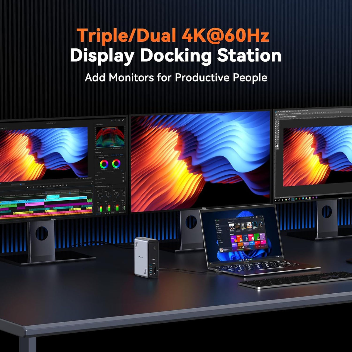 TobenONE 18-in-1 Laptop Docking Station 3 Monitors,Triple 4K HDMI,9 USB C/A - Image 3