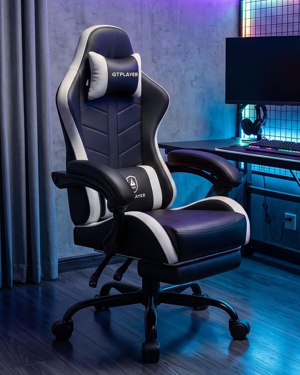 GTPLAYER Gaming Chair, Computer Game Chair for Adults, White - Image 2