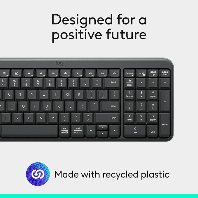 Logitech K250 Compact Bluetooth Wireless Keyboard with Numpad - Graphite | Bluetooth connectivity only, no USB receiver, compact design, spill-resistant, comfortable keys, Windows MacOS compatible - Image 9
