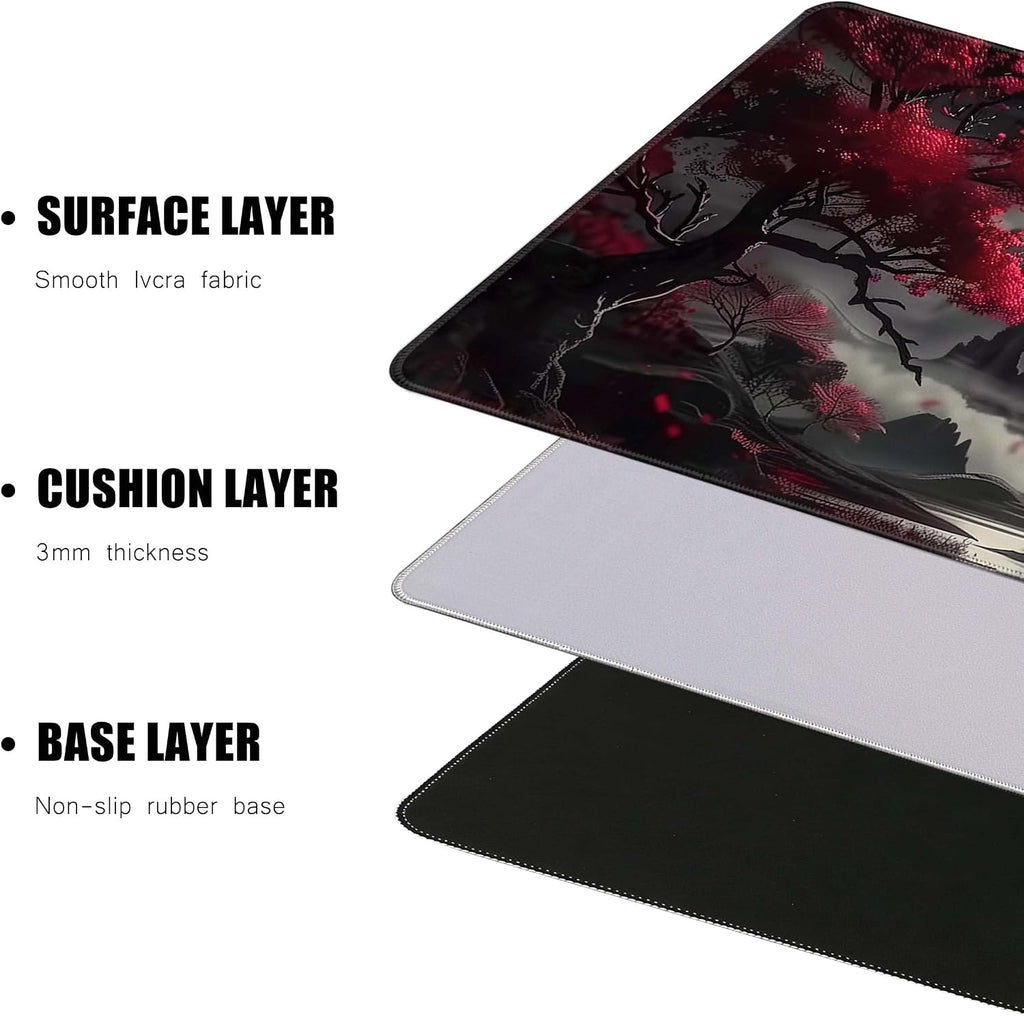 Brecoy Large Mouse Pad, Extended Mat Desk Pad, 3mm Thick Long Non-Slip Rubber Base Mice Pad, 31.5 X 11.8 Inch (Japanese Full Moon) - Image 5