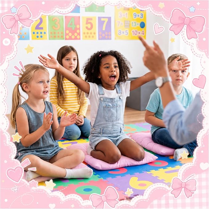 Geetery 12 Pcs Bulk Floor Pillows Cushion for Kids Classroom,Pink,Square | 15.7" Seating Cushions for Classroom Reading Corner Students Nursery Daycare Yoga Tatami Kindergarten - Image 5