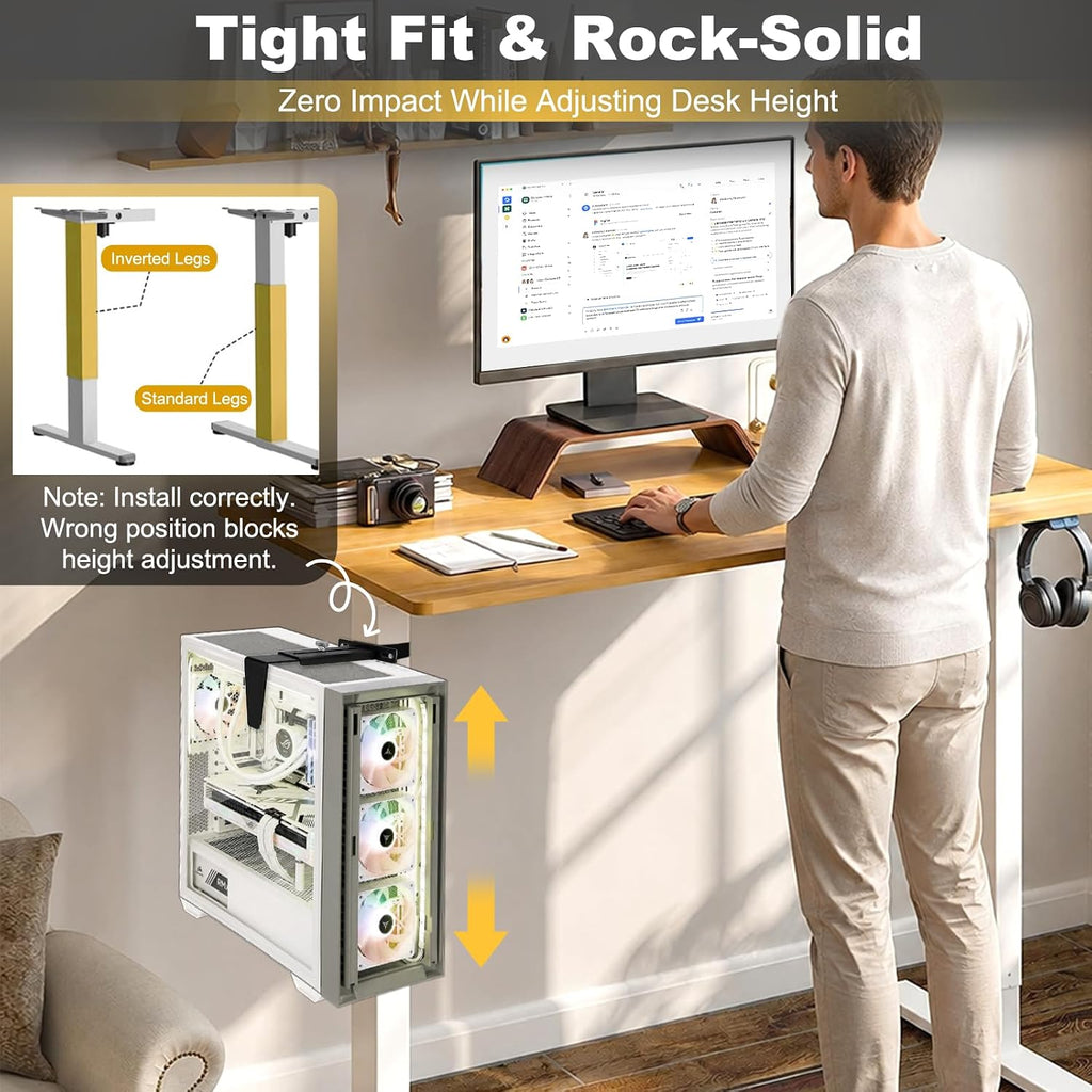 Under Desk Pc Mount for Standing | No Drill Pc Holder Under Desk CPU Holder - Image 4