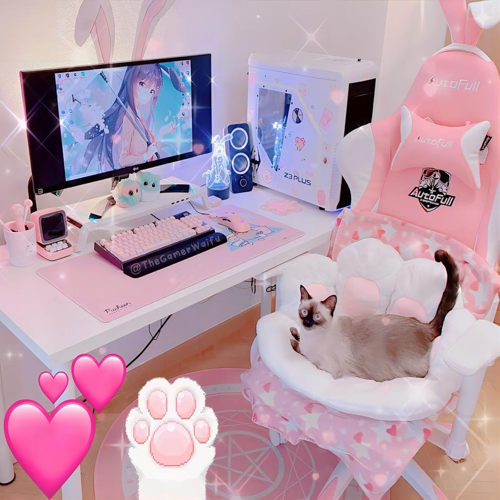 Ditucu Cat Paw Cushion Kawaii Chair Cushions 27.5 x 23.6 inch Cute Stuff Seat Pad Comfy Lazy Sofa Office Floor Pillow for Gaming Chairs Room Decor White - Image 4