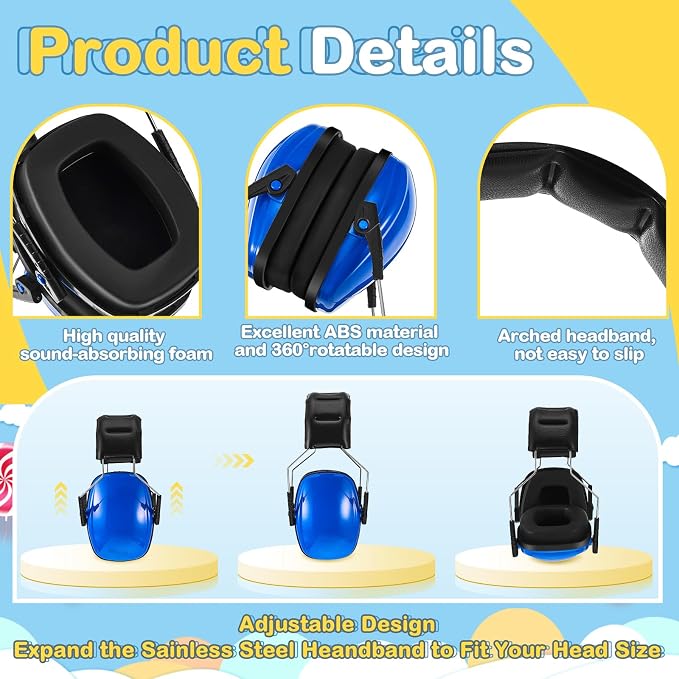 12 Pcs Kids Ear Protection Noise Cancelling Headphones Ear Muffs Bulk 27db Adult Noise Reduction Hearing Earmuff(Universal Fit (kids & Adults),Bright Style) - Image 3