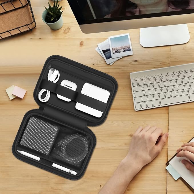 Lacdo Electronic Organizer Accessory Pouch for MacBook Charger, Cables, Power Bank, Hard Drive, Travel Cords, SD Card, Water-Resistant Storage Bag with Card Slots for Memory Card, Black - Image 6