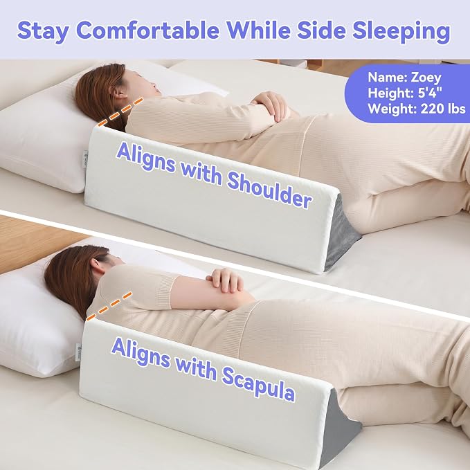 Vekkia Wedge Pillow for Side Sleeping, Back Support with High-Density Foam | Pillow Wedge for Side Sleeper, idea for Pregnancy Support, Back Pain, Bedsore Prevention,Surgery Recovery,Removable Cover - Image 7