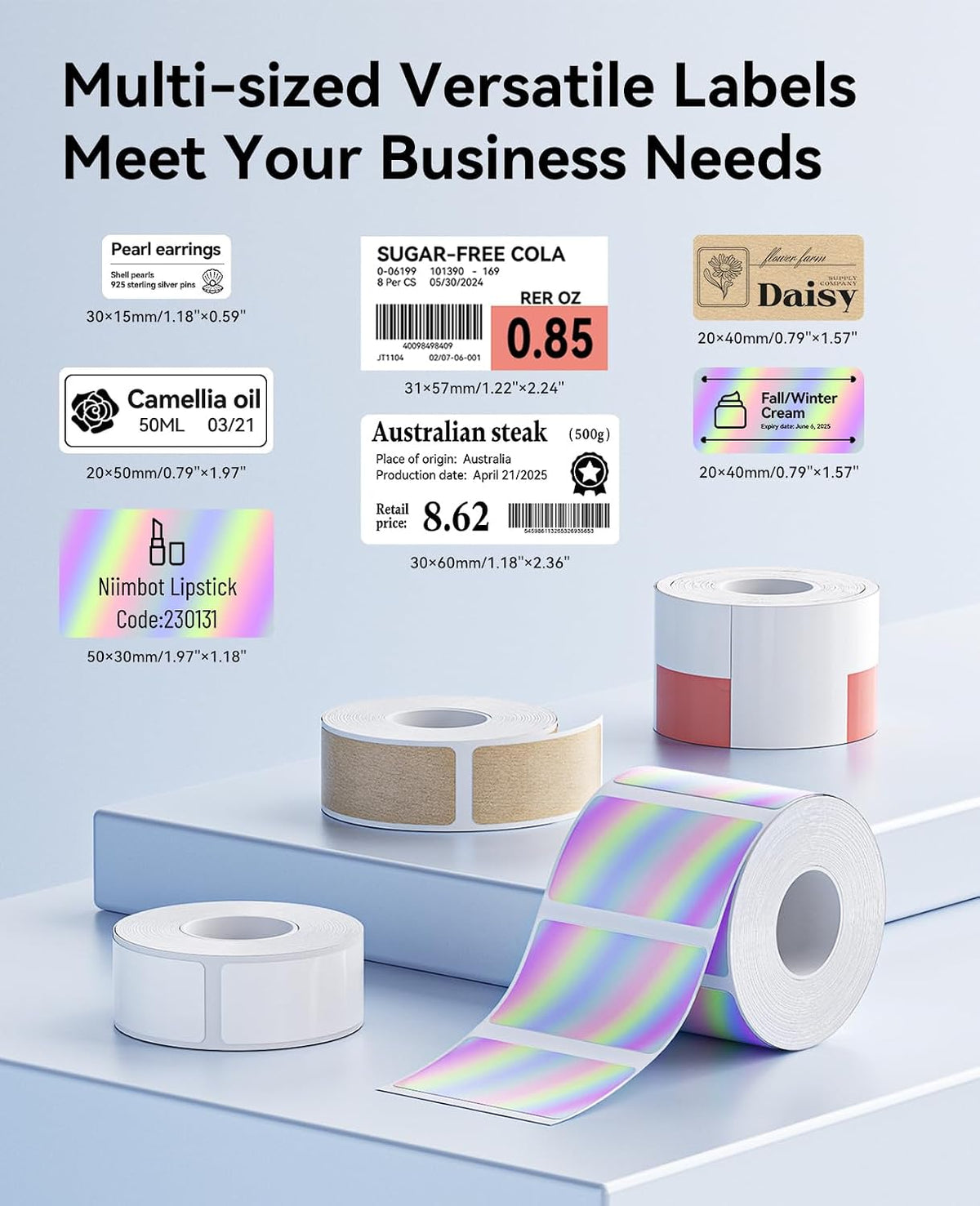 NIIMBOT M2/M3 Thermal Transfer Labels 3 Rolls, 1.57''×0.79'', Laser Silver - Image 3