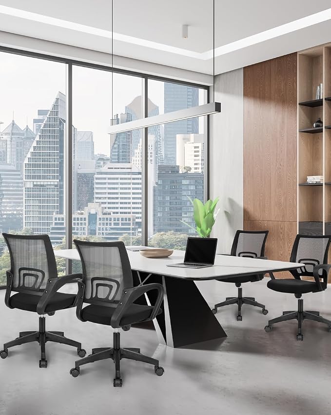 NEO CHAIR Office Computer Ergonomic Mid-Back Mesh Desk Chair, Black 2pack | Breathable Mesh Back with Lumbar Support, Height Adjustment, Smooth Rolling Casters for Home Office, Study or Gaming Setup - Image 8