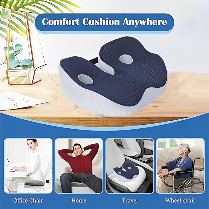 Seat Cushion, Seat Cushion for Sit Bone and Back Pain Relief, Butt, Tailbone, Hip, Hamstring, Posture Support - Memory Foam Comfort Ischial Tuberosity Pillow (Gray) - Image 6