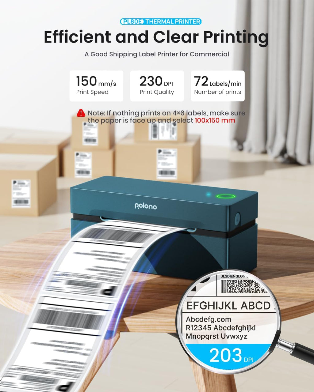 POLONO Bluetooth Thermal Shipping Label Printer, 4x6 Thermal Label Printer - Image 3