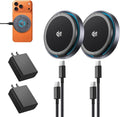 Qi2.2 25W Magnetic Wireless Charger with Cooling Fan | Fast Charging Pad for iPhone 17/16/15/14/13/12 Pro Max and AirPods, 6.6 ft Cables, 35W Adapters Included for Desk(2Pack) by THREEKEY