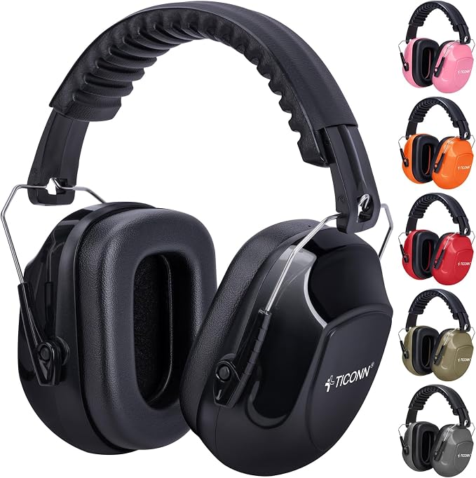 TICONN Noise Cancelling Ear Muffs for Adults, SNR 33dB Hearing Protection, Adjustable Safety Earmuffs for Construction by TICONN