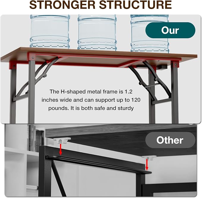 TEMI Small Computer Desk Folding Table - No Assembly, Compact 43.3" Foldable Desk with Power Outlets & USB Charging Port, Portable Small Office Desk, Ideal Mini Study Table for Narrow Spaces, Walunt - Image 6