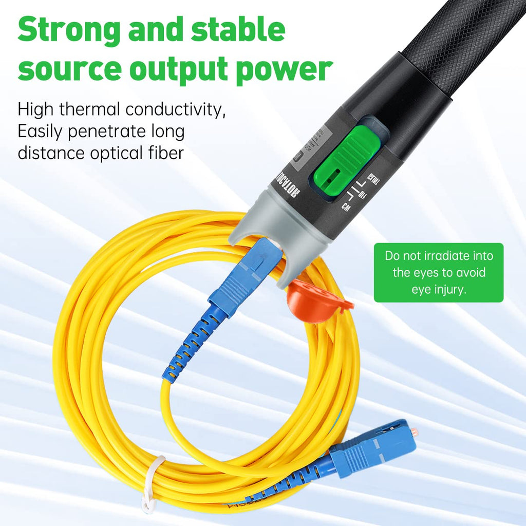 Moocci 2 Pcs Visual Fault Locator Fiber Optic Cable Tester Meter - Fiber Optic Tools Tester Detector Kit with 2 Pcs FC Male to LC Female Adapter for LC/FC/SC/ST, Network Cable Test - Image 7