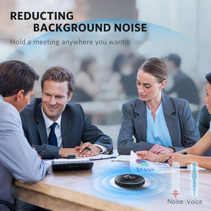 EMEET Bluetooth Speakerphone M2 Black Conference Speaker for 5-8 People Business Conference 360º Voice Pickup 4 AI Microphone Self-Adaptive Conference Call Speaker Skype USB Speakerphone | Business Conference 360º Voice Pickup 4 AI Microphone Self-Adap... - Image 4