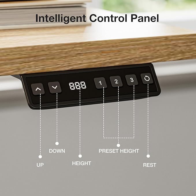 Muvai 59 Inch L Shaped Standing Desk Adjustable Height with Cable Management Tray,Gaming Electric Corner Standing Desk, Sit Stand Computer Table with Reversiable Splice Board,Light Rustic Brown - Image 5