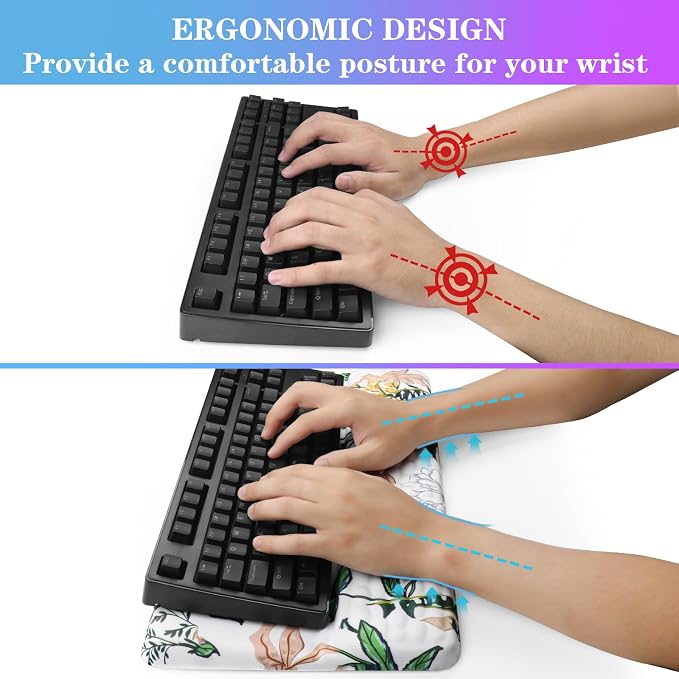 Computer Keyboard Stand with Wrist Rest, Ergonomic Tilted Keyboard Holder - Keyboard Riser with Wrist Pad - Keyboard Tray Support for Office Home - Wild Grass - Image 3