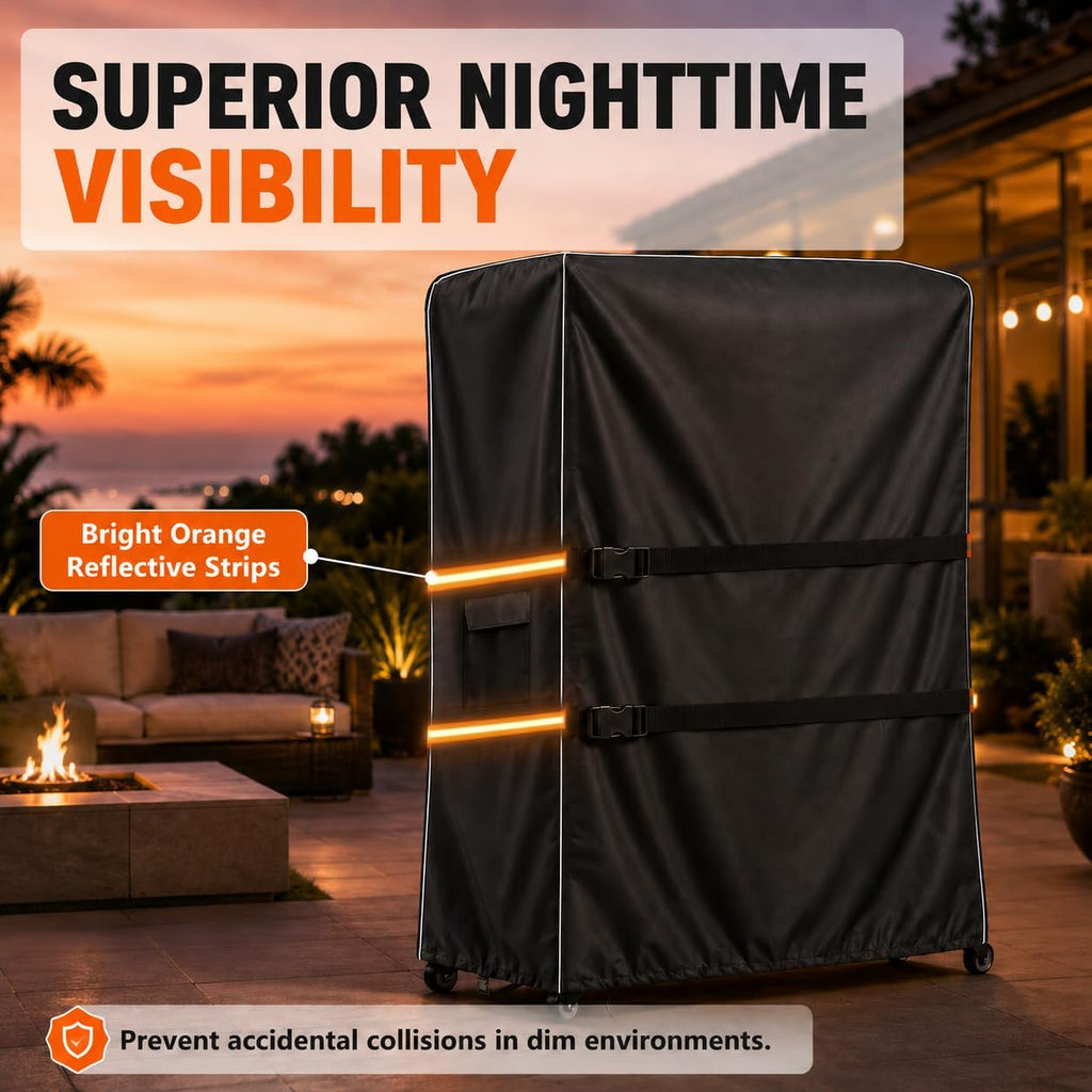Outdoor TV Trolley Cover for 55-60 Inch Screen, Heavy Duty 600D Waterproof Rolling TV Stand Cover, Weatherproof Mobile TV Cart on Wheels Protector with Remote Pocket, Black 55"x15"x57" - Image 3