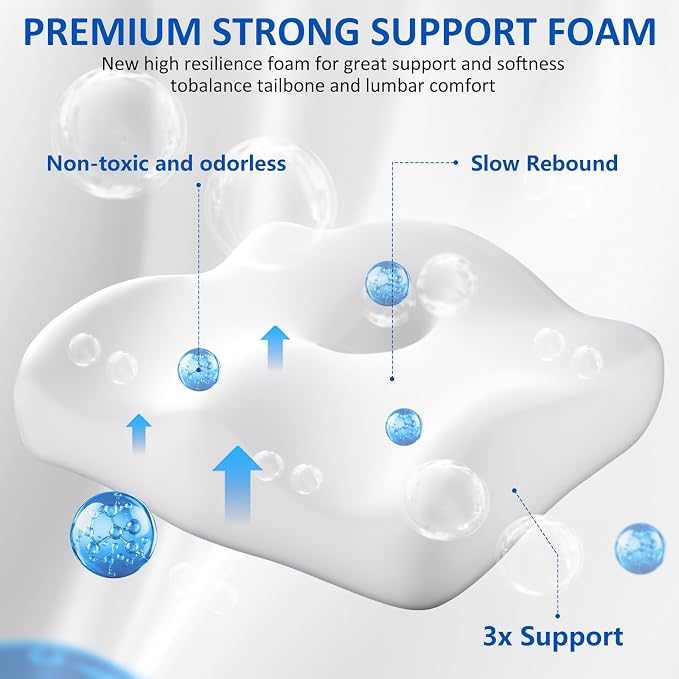 Lumbar Support Pillow for Office Chair,Seat Cushion with Back Support,Office Chair Cushion for Tailbone Pain,Sciatica and Hemorrhoid Relief (Grey) - Image 4
