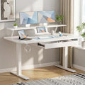 GTPLAYER Electric Standing Desk with Drawers, 48 x 24 Inches Height Adjustable Computer Desk with Monitor Stand, Laptop Stand, Sit Stand up Desk with Memory Preset for Home, Office, Ivory White by GTPLAYER