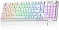 MageGee GK960 Wireless Keyboard, 98 Keys Tri-Mode BT/2.4G/Wired Membrane Gaming Keyboard, RGB Creamy Keyboard with Number Pad, Knob Control, Side Printed Keycaps, 4000mAh Battery - White Topographic by MageGee