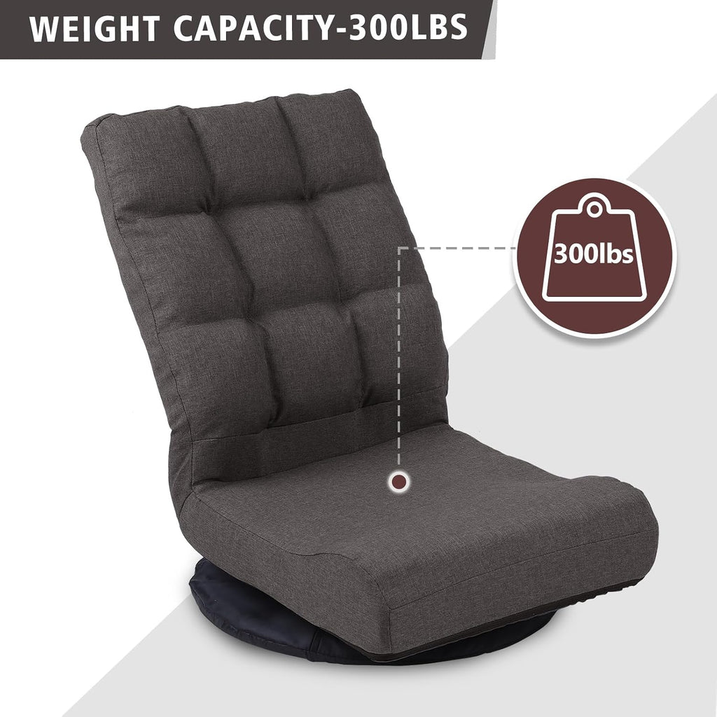 Swivel Floor Chair for Teens，Multipurpose Gaming Chair Rocker for TV, Reading, Playing Video Games Lumbar Support, Adjustable Foldable Backrest,Brown - Image 6