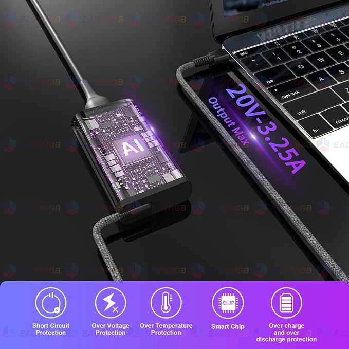 New Slim 65W Watt USB Type C Laptop Charger Compatible with HP Spectre X360, Envy X360, Computer Chromebook EliteBook X360 OmniBook Zbook ProBook Elite X2 Power Cord Replacement AC Adapter | for HP Spectre X360 Computer Chromebook EliteBook OmniBook Zb... - Image 6