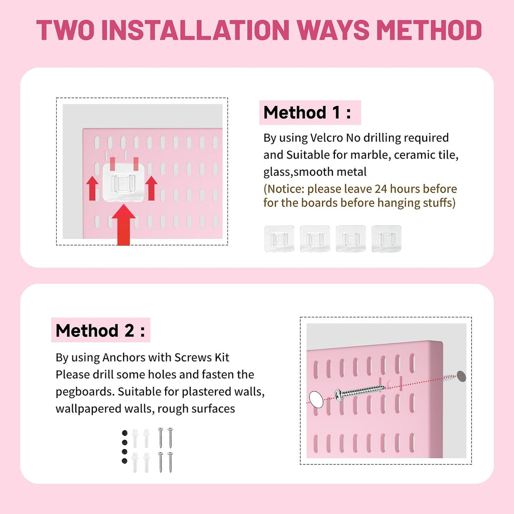 4 Pack Pink Pegboard Panels Kit Wall Organizer and 22 Accessories - Image 6