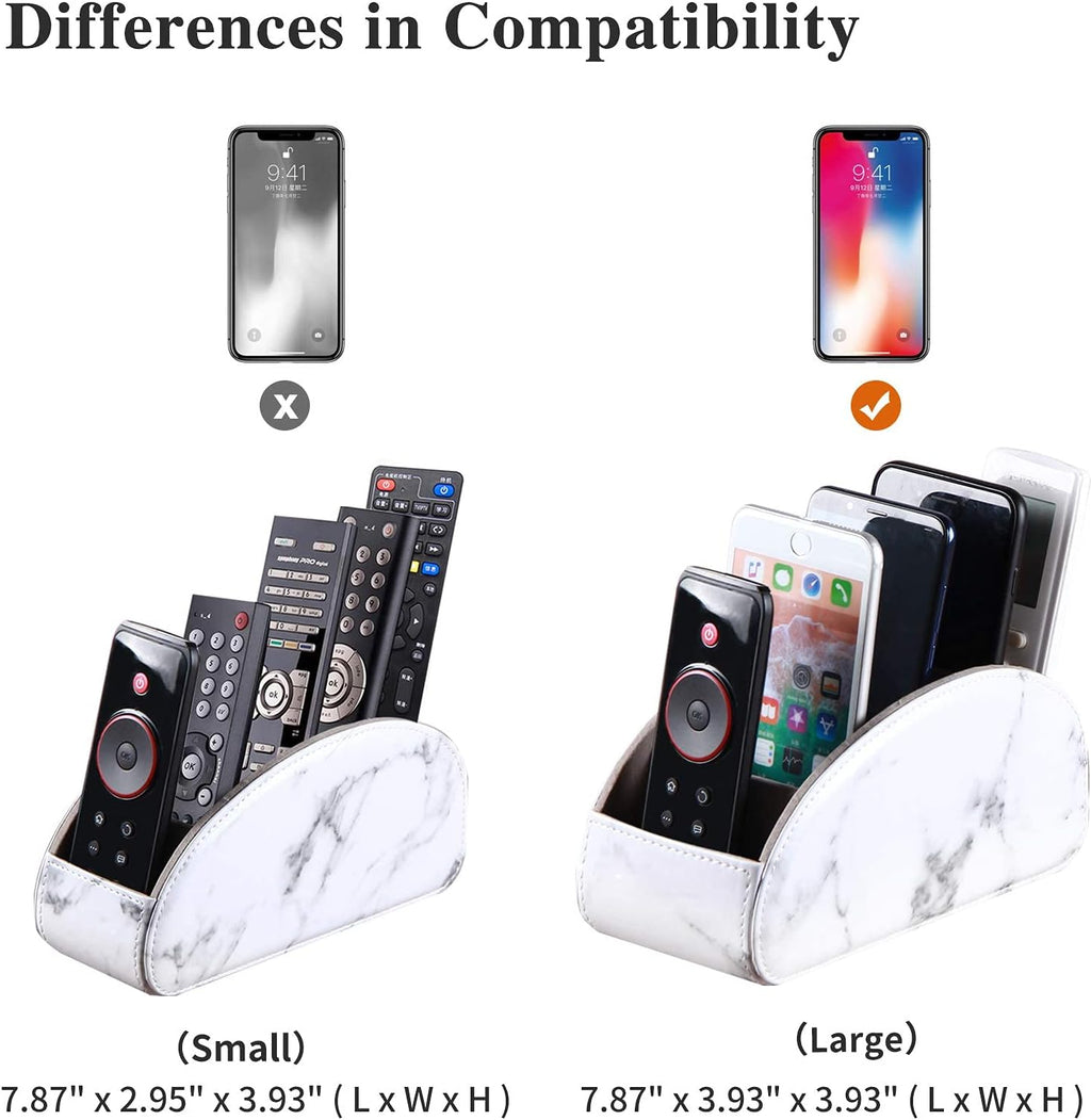 All-in-One Leather White TV Remote Holder with 5 Compartments - Image 3