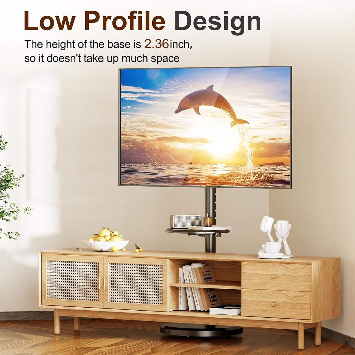 Rolling TV Stand with Wheels for 10-46 Inch TVs, 88 lbs, Black - Image 7