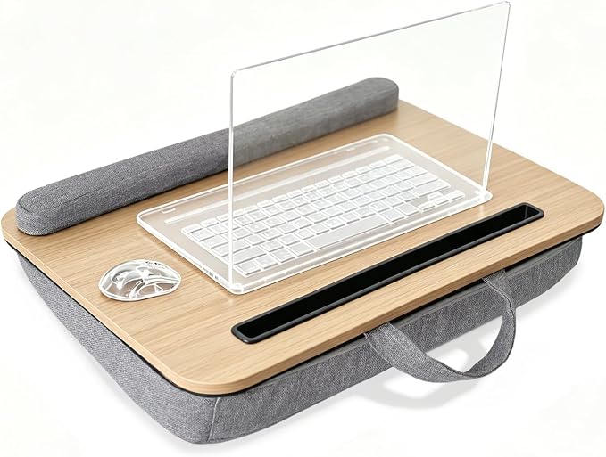 Lap Desk for Bed, Fits 14–17 Inch Laptops | Soft padded suhion,built-in pen slot,compact for bed,couch & travel use by AMFIYQ