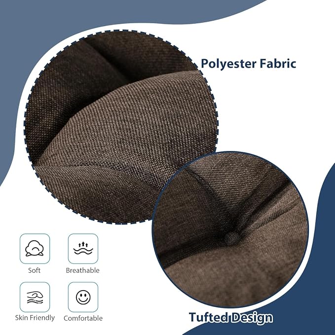 IASEAHK Chair Cushions for Dining Chairs, Seat Cushions for Kitchen Chairs, Indoor Seat Cushions with Ties, Tufted Foam Chair Pads, Non Slip Chair Cushions Set of 2, 15.5" x 15.5" x 4", Brown - Image 2