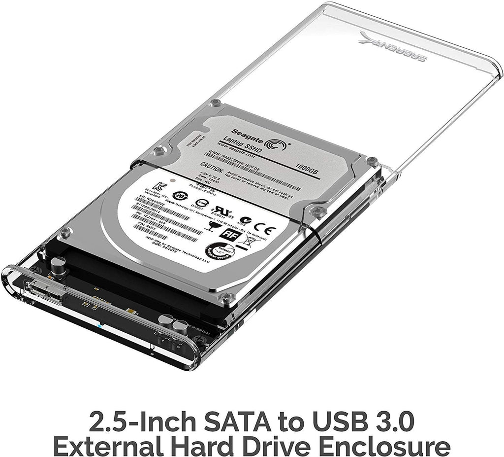 SABRENT 2.5in SATA to USB 3.0 Clear SSD/HDD Enclosure (EC-OCUB) - Image 3