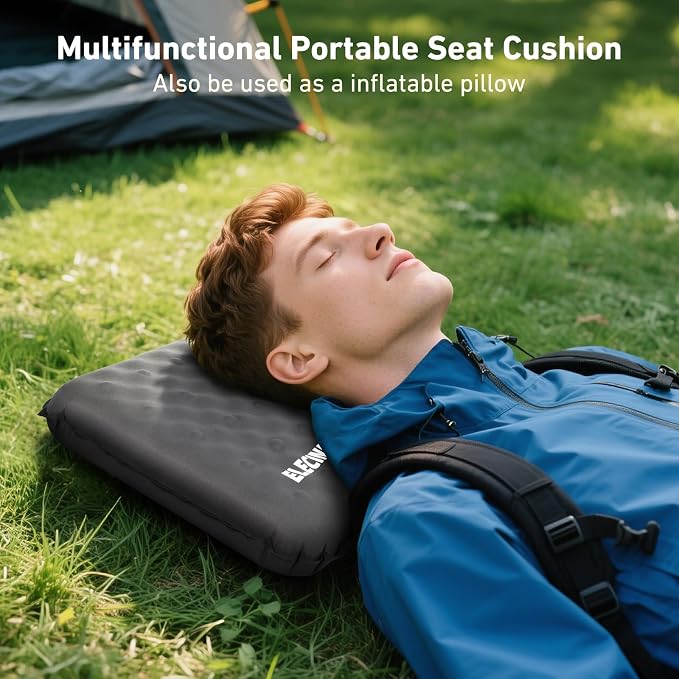 Inflatable Seat Cushion, 2 Pack Self Inflating Compact Stadium Seat Cushion | Airplane Bleacher Seat Cushion Comfortable & Portable Blow-Up High Density Foam Pad for Travel Outdoors Camping (Grey) - Image 7