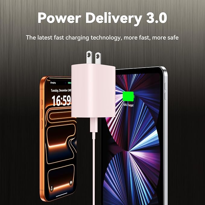 Phone 17 16 15 Charger Fast Charging, 10 FT Long USB C Charger Cord with 20W Type C Fast Phone Charging Block forPhone 17/17 Pro/17 Pro max/Air/Phone 16 15 Pro Max Plus, iPad, Android,Pink - Image 4