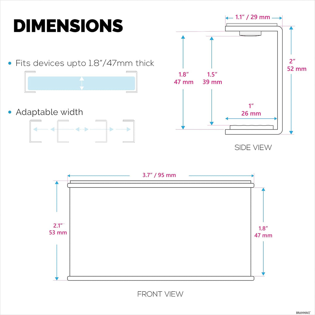 Under Desk Laptop Holder Mount For Desk, Adhesive & Screw In, Devices upto 1.5" Thick like Macbooks, Surface, Keyboard, Routers, Modems, Cable Box, Network Switch & More (Metal Black) By Brainwavz - Image 4