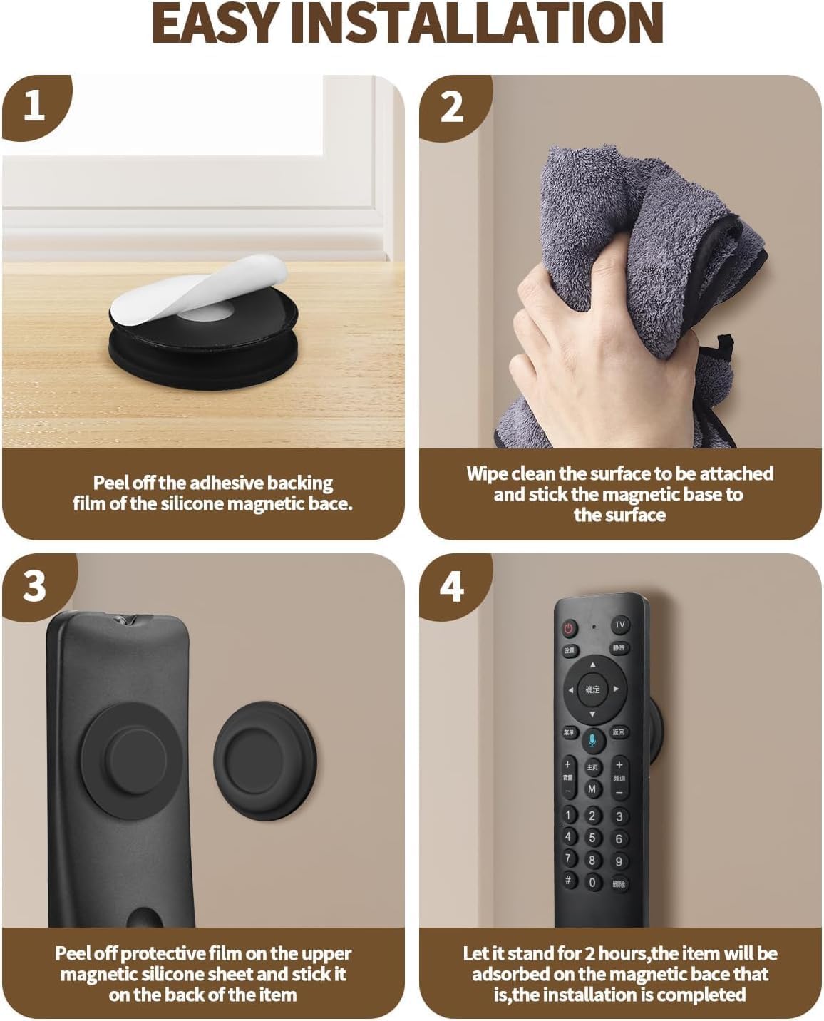 6 Pack Magnetic Remote Control Holder, Silicone, Self-Adhesive No-Drill - Image 6