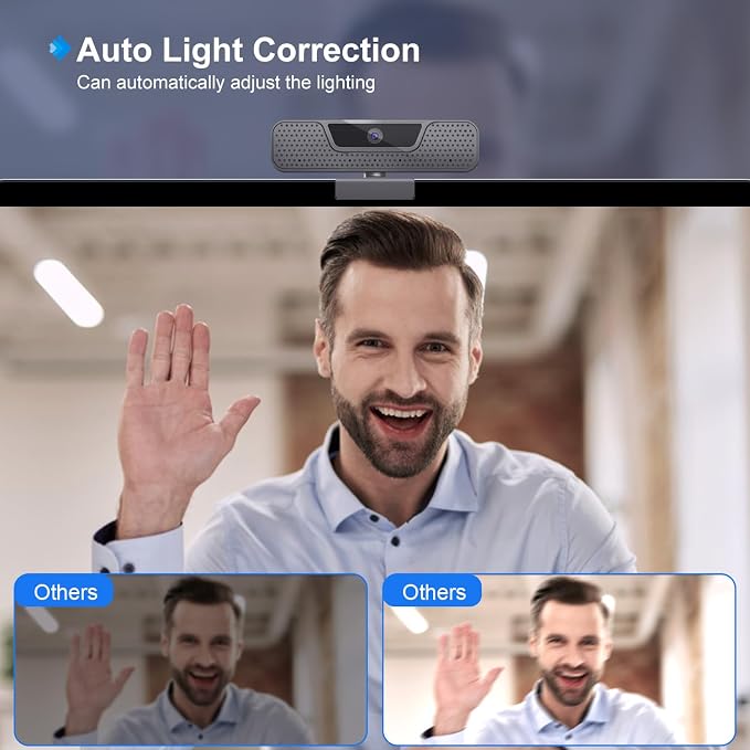 ToLuLu 4K Auto Focus Webcam for PC, 4 AI Noise-Canceling Mics UHD Web cam | Auto Light Correction, 85°FOV Computer Web Camera, USB Plug&Play Webcam with Tripod & Privacy Cover Works w/Zoom/Skype/Google - Image 5