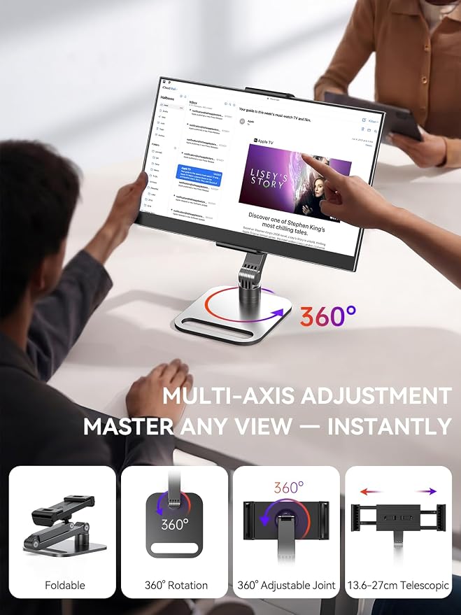UPERFECT Portable Monitor, 14" 1200P Ultra-Slim Laptop Display | 125% sRGB Color, 2000:1 Contrast, VESA Support, Stand Included, USB-C & Mini HDMI External Screen for Laptop, Gaming & Travel - Image 2