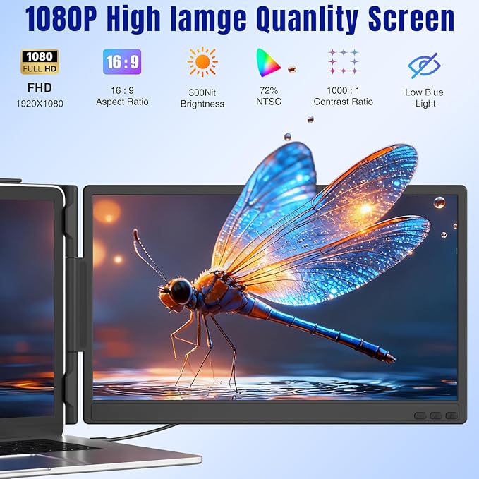 KEFEYA Laptop Screen Extender 14", FHD 1080P IPS Laptop Monitor Extender, Portable Monitor for Laptops 13-17" with USB-C/HDMI Port, Plug n Play for Windows/Mac/Android/Switch/PS5 - Image 2