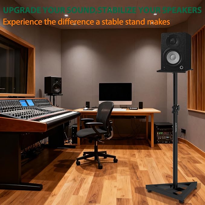 Vondynote Pair Studio Monitor Stands 32.6"-50.9" Base Floor Speaker Stands | Adjustable Height, Heavy Duty, Three Point Triangle Base, Floor Speaker Stands - Image 7