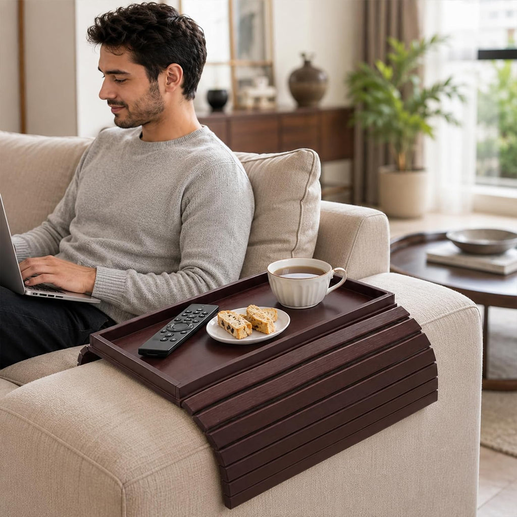 Sofa Arm Tray, Foldable Bamboo Couch Arm Tray - Image 7