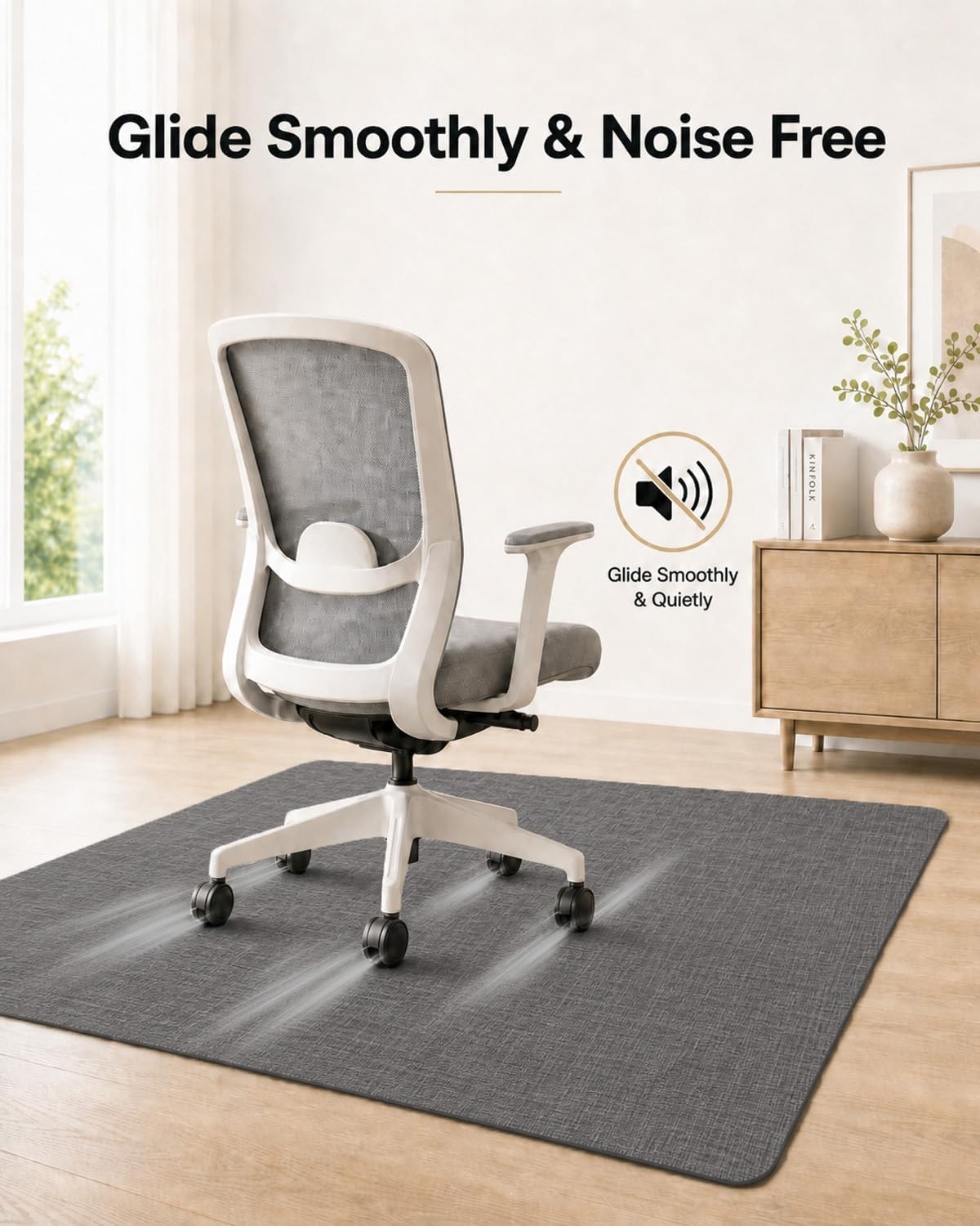 Office Chair Mat, 36"x48" Anti-Scratch for Hardwood Floor, Dark Grey - Image 6