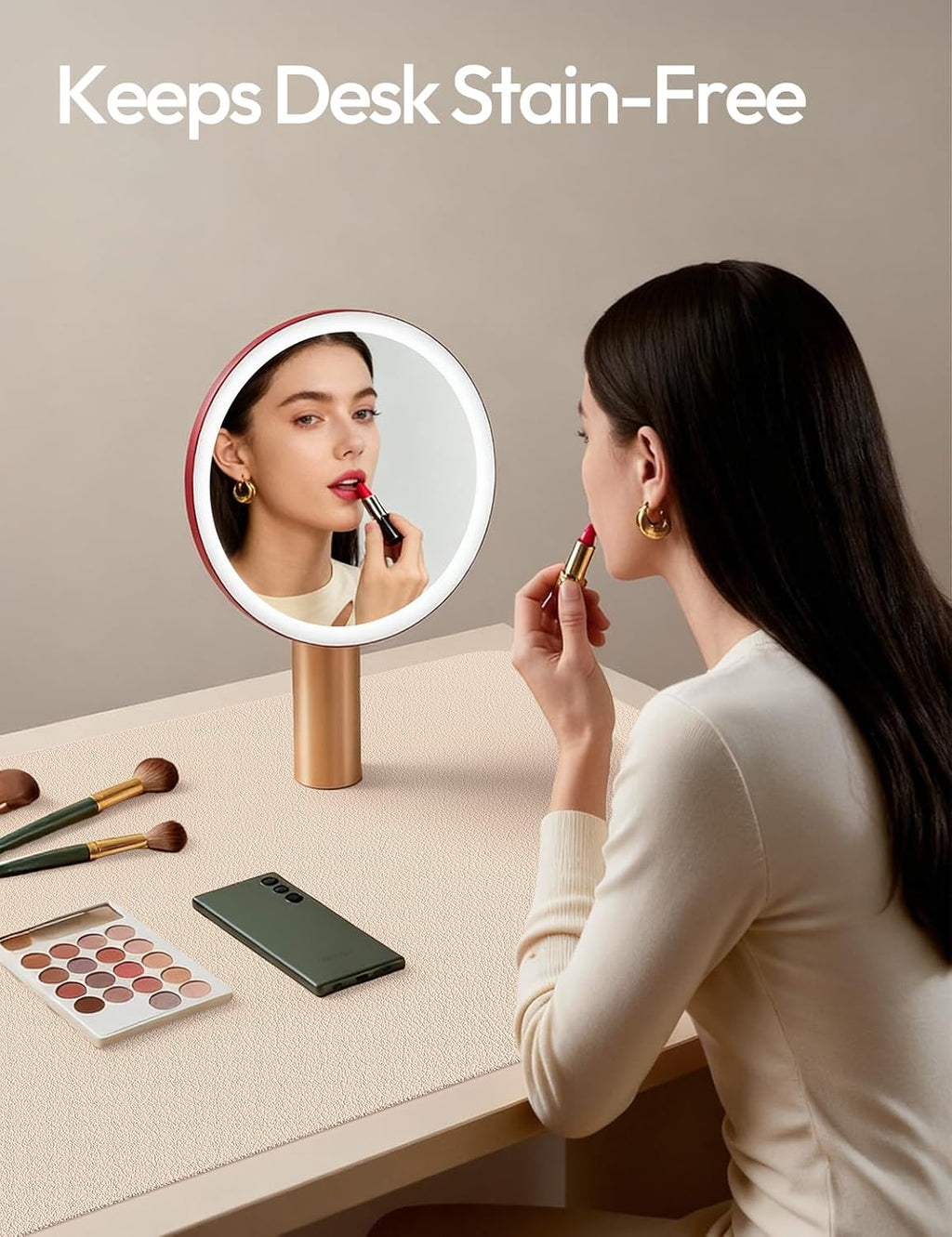 YSAGi Leather Desk Protector, Office Mat, Large Mouse Mat, Non-Slip PU Leather Blotter, Laptop Desk Mat, Waterproof Writing Pad for Office and Home(Eeggshell, 63" x 24") - Image 4