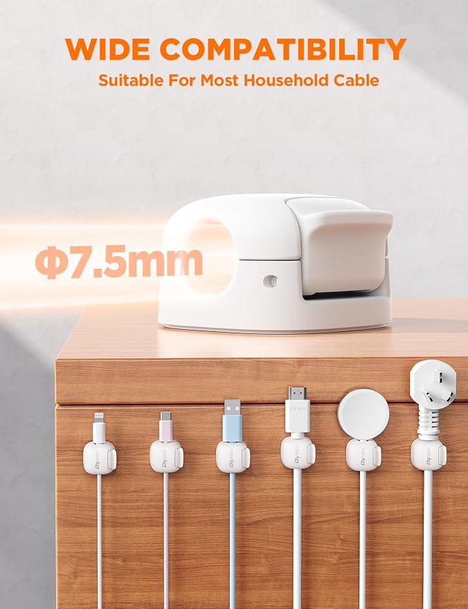 6Pack Cord Organizer, Spring Cable Clips [1s Lock] Cord Holder for Nightstand Car Home Office Desk Accessories Cubicle Decor for Women Men Guys Girls College Dorm Room Essentials Cute School Supplies - Image 5
