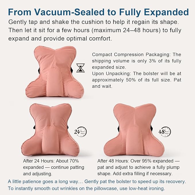 Lumbar Support Pillow (Pat. Pend) for Office Chair, Couch, Recliner & Car Seat, Ergonomic Back Support Cushion for Lower Back Pain Relief, Washable Lumbar Pillow, Blush Pink - Image 8