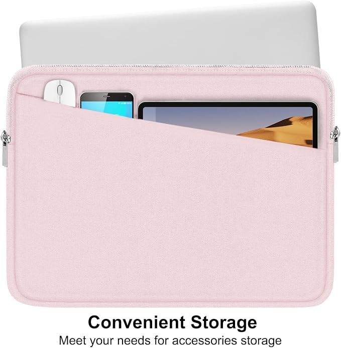 15.6 inch Laptop Sleeve Case, Durable Computer Carrying Bag Protective Case Briefcase Handbag with Front Pocket, Slim Laptop Cover for 15.6 Inch HP, Dell, Lenovo, Asus, Notebook, Pink - Image 2