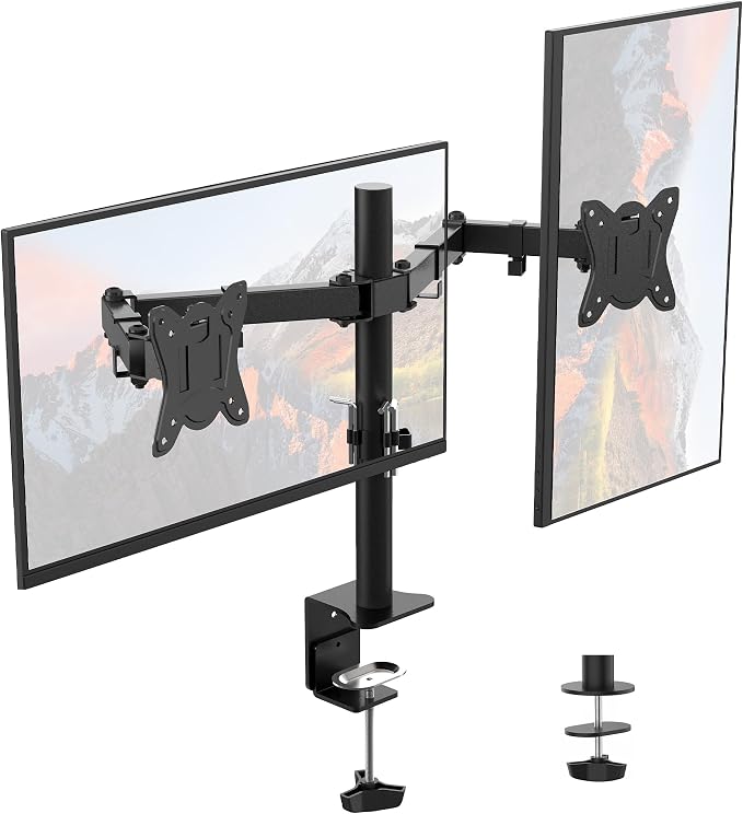 GRIFEMA Monitor Mount for 13-32 in, Dual Monitor Arm, Up to 19.8 Lbs Each | Full Motion Adjustable Height, 360° Rotate, Tilt, Swivel, Easy Install, VESA 75/100 mm, Monitor Stand for Home Office Gaming by GRIFEMA